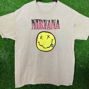 Nirvana Vintage Style Rock T-shirt, Classic Smiley Logo size Large
